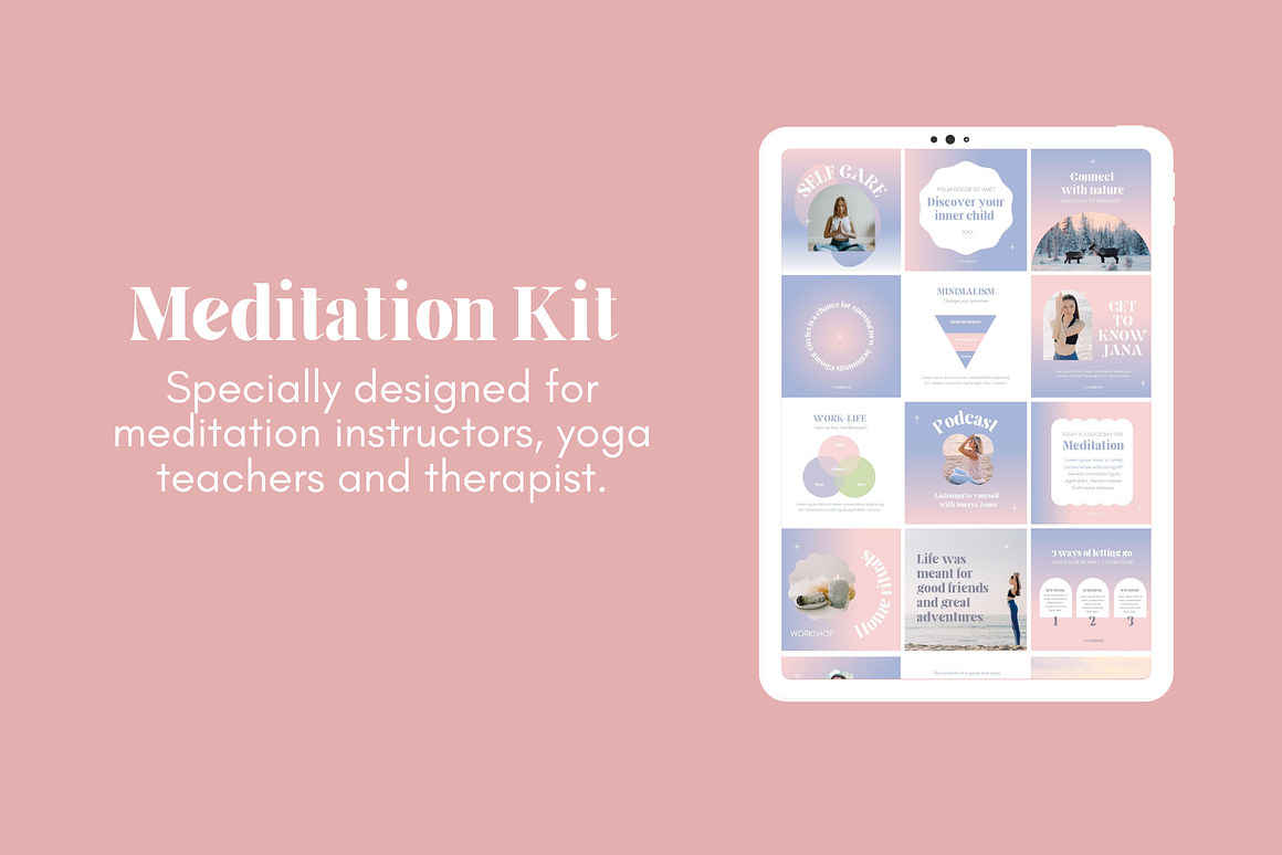 Meditation Wellness Instagram Bundle, a Marketing Template by This shop is closed (Photo 3 of 11)