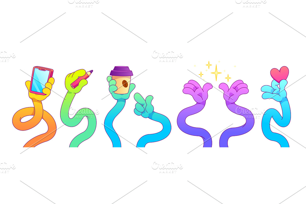 Long flexible cartoon hands showing, a Person Illustration by art PVP - market