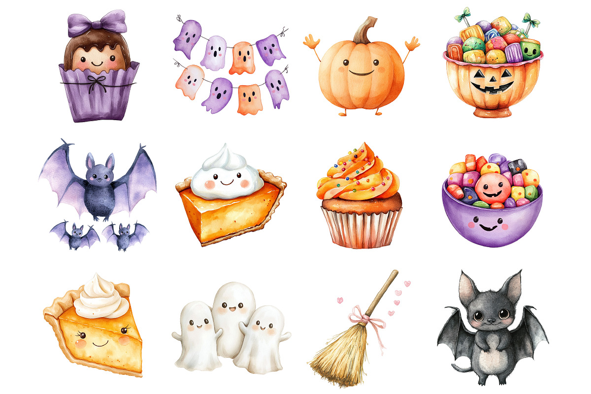 Cute Halloween Clipart, a Seasonal Illustration by CitraGraphics (Photo 3 of 4)