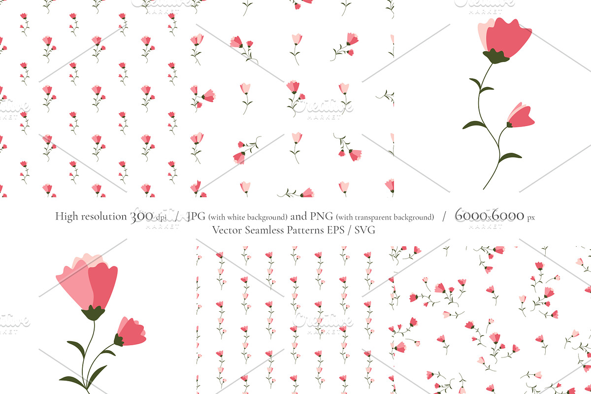 Pink Tulip Seamless Patterns Pack, a Pattern Graphic by Nadia Semyroz (Photo 3 of 9)