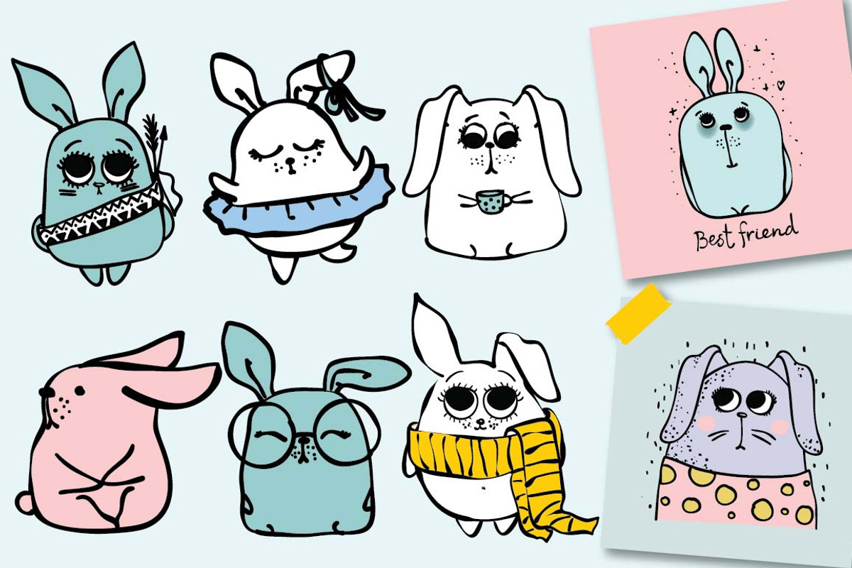 Cute Rabbits, an Animal Illustration by Virinaflora (Photo 2 of 5)