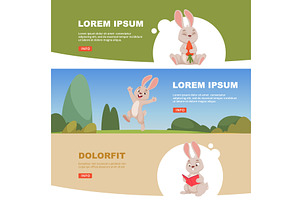 Cartoon rabbit. banners design with, an Animal Illustration by Onyx