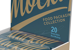 Display Box And Snack Bars Mockup