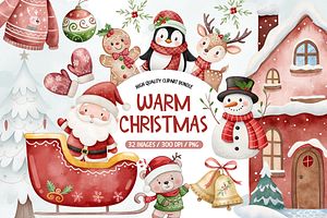 Warm Christmas Clipart Bundle, an Illustration by TatiMockup