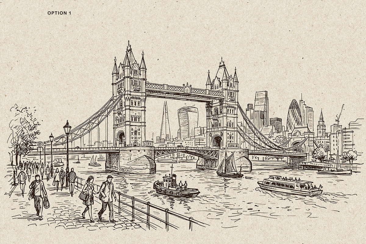 London Cityscape Hand-Drawn Vector, a Decorative Illustration by Alara Studio (Photo 2 of 8)