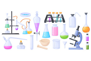 Cartoon chemistry tools. Laboratory, an Illustration by Stock-Smart-Start
