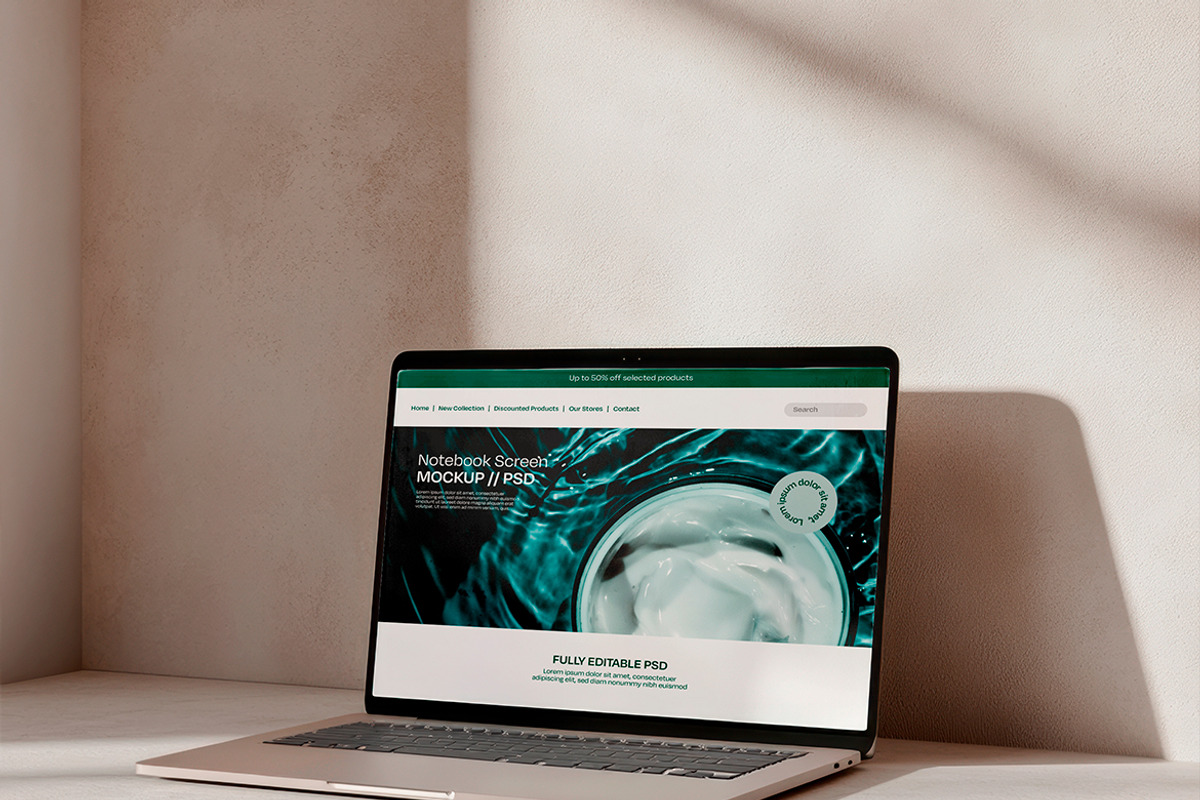 Laptop Screen Mockup with Warm Natur, a Wearable Device Mockup by Mego-studio (Photo 4 of 4)