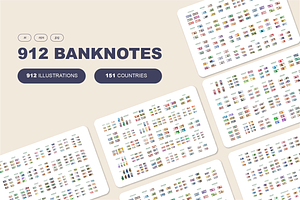 Banknotes of 151 Countries, a Finance Illustration by Zhuna