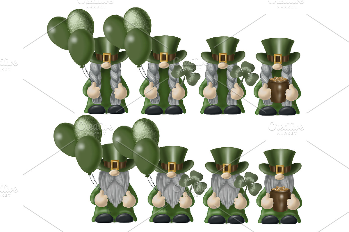 St Patrick gnomes clipart png, an Illustration by KupalinaArt (Photo 5 of 5)