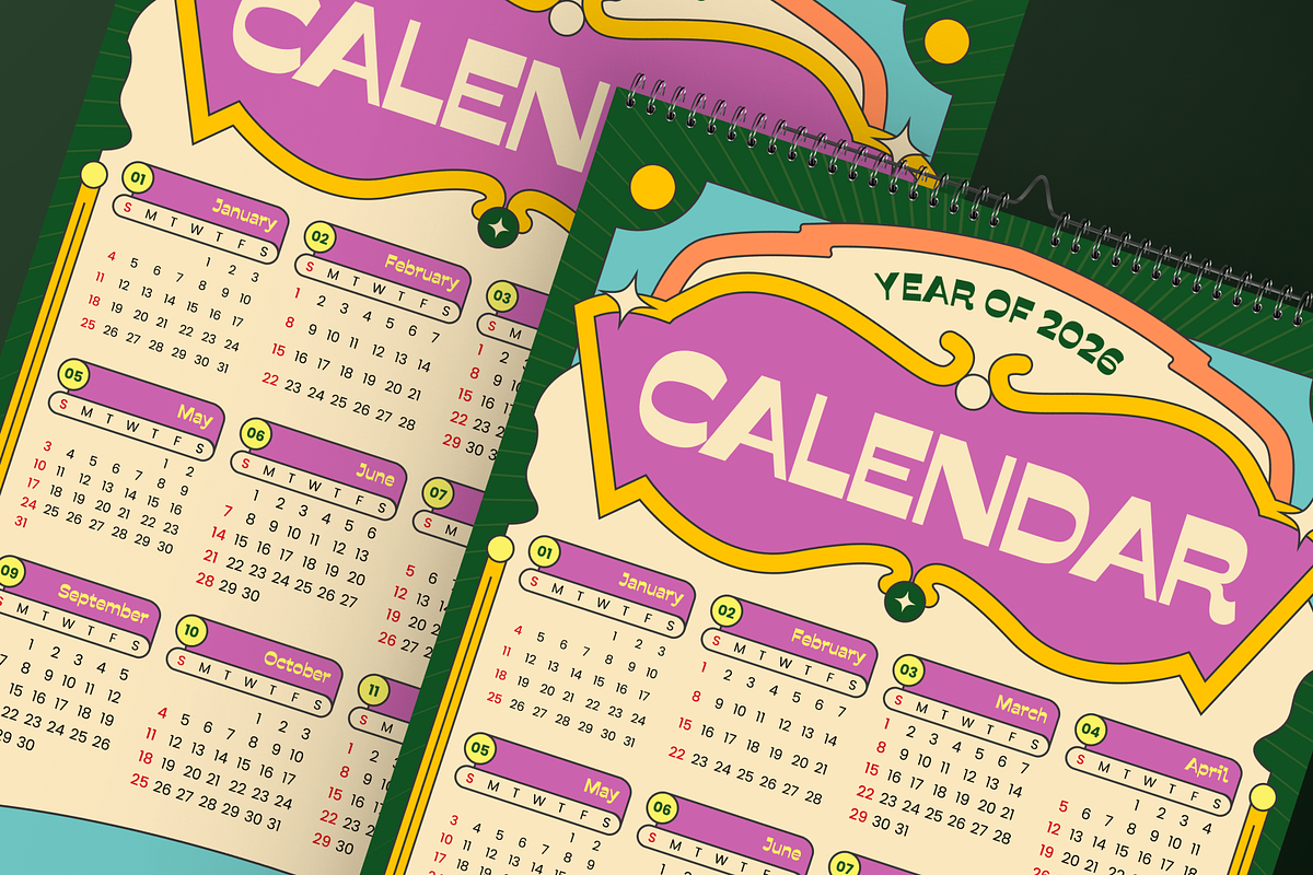 Vintage Pop Art Wall Calendar 2026, a Print Template by Annora Studio (Photo 5 of 6)