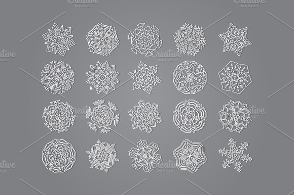 Set of abstract snowflakes preview 2