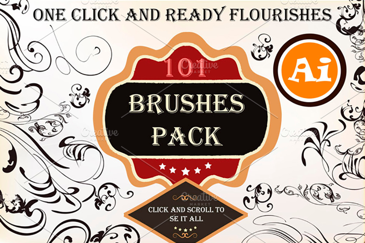 Mega brushes bundle for Illustrator, a Brush Add-On by FleurArt