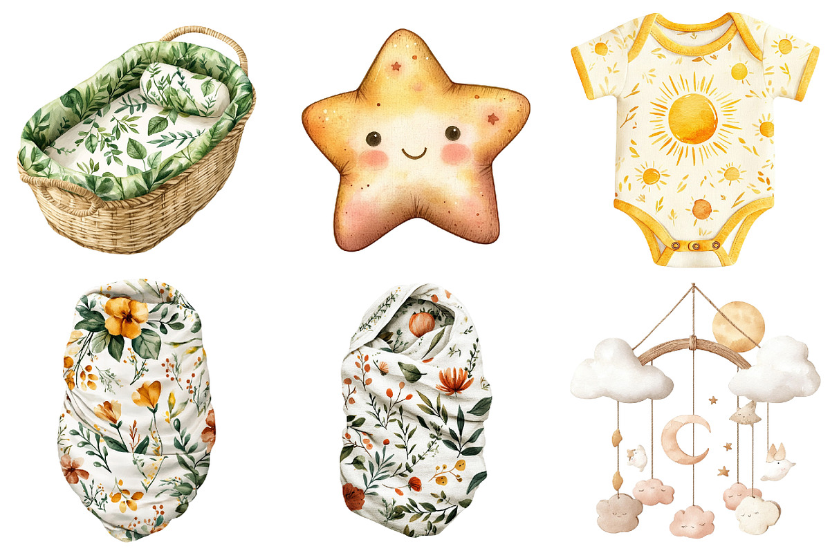 Boho baby watercolor clipart, an Illustration by Watercolor design (Photo 5 of 5)