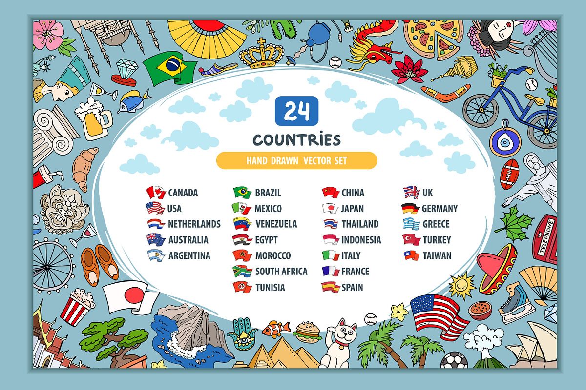 Vector set with 24 countries, an Object Graphic by Olga Chuklay (Photo 1 of 5)