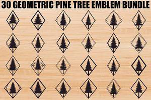 Geometric Pine Tree Emblem Bundle, an Illustration by Creativeshirt