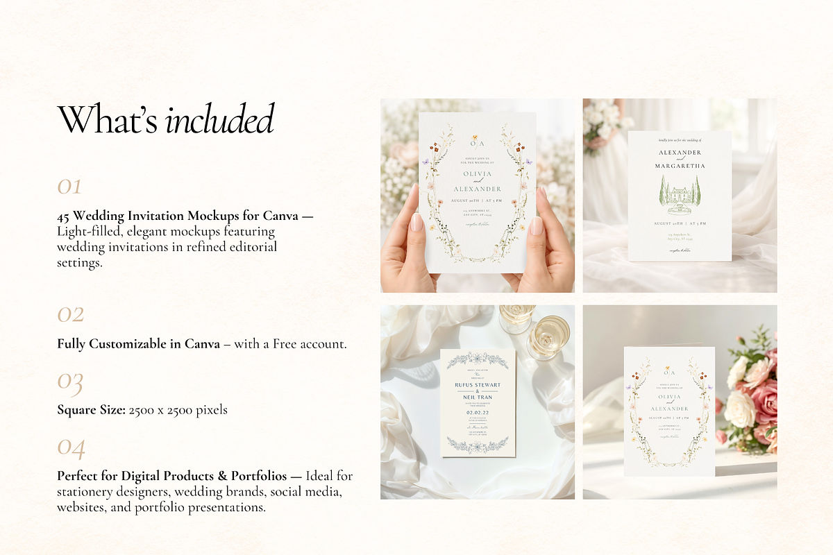 Wedding Invitation Canva Mockups, an Advertising Mockup by Matisse Studio (Photo 3 of 9)