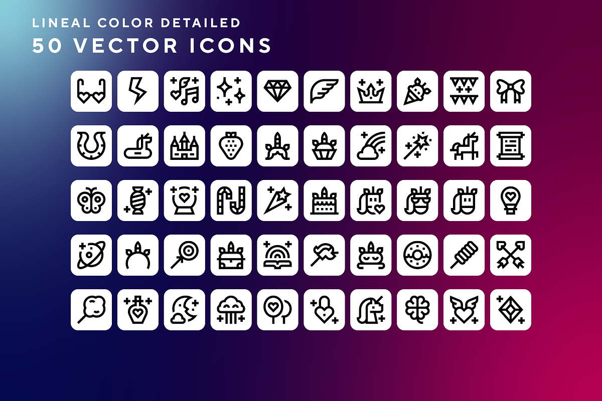 Unicorn icons, an Outline Icon by Wencory (Photo 1 of 2)