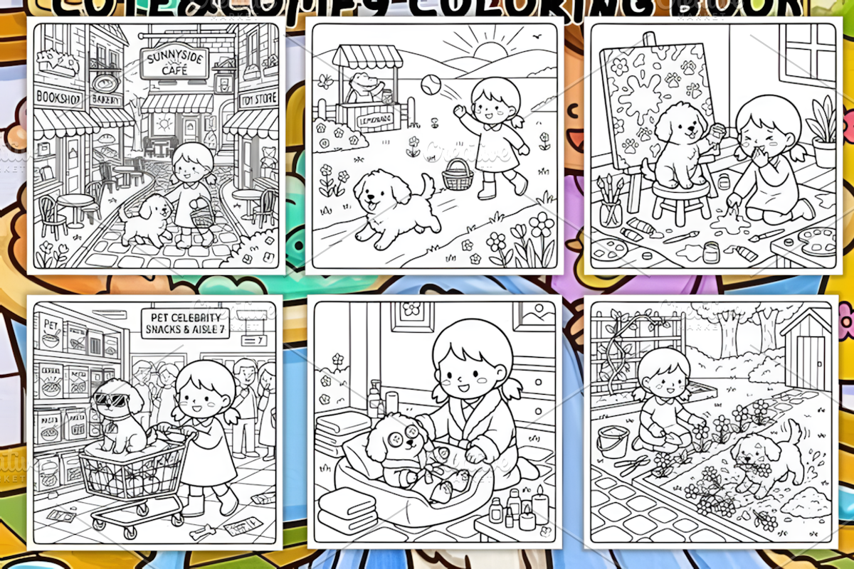 Cozy Dog and Me Cute&Cozy Coloring, a Decorative Illustration by Design Station (Photo 3 of 3)