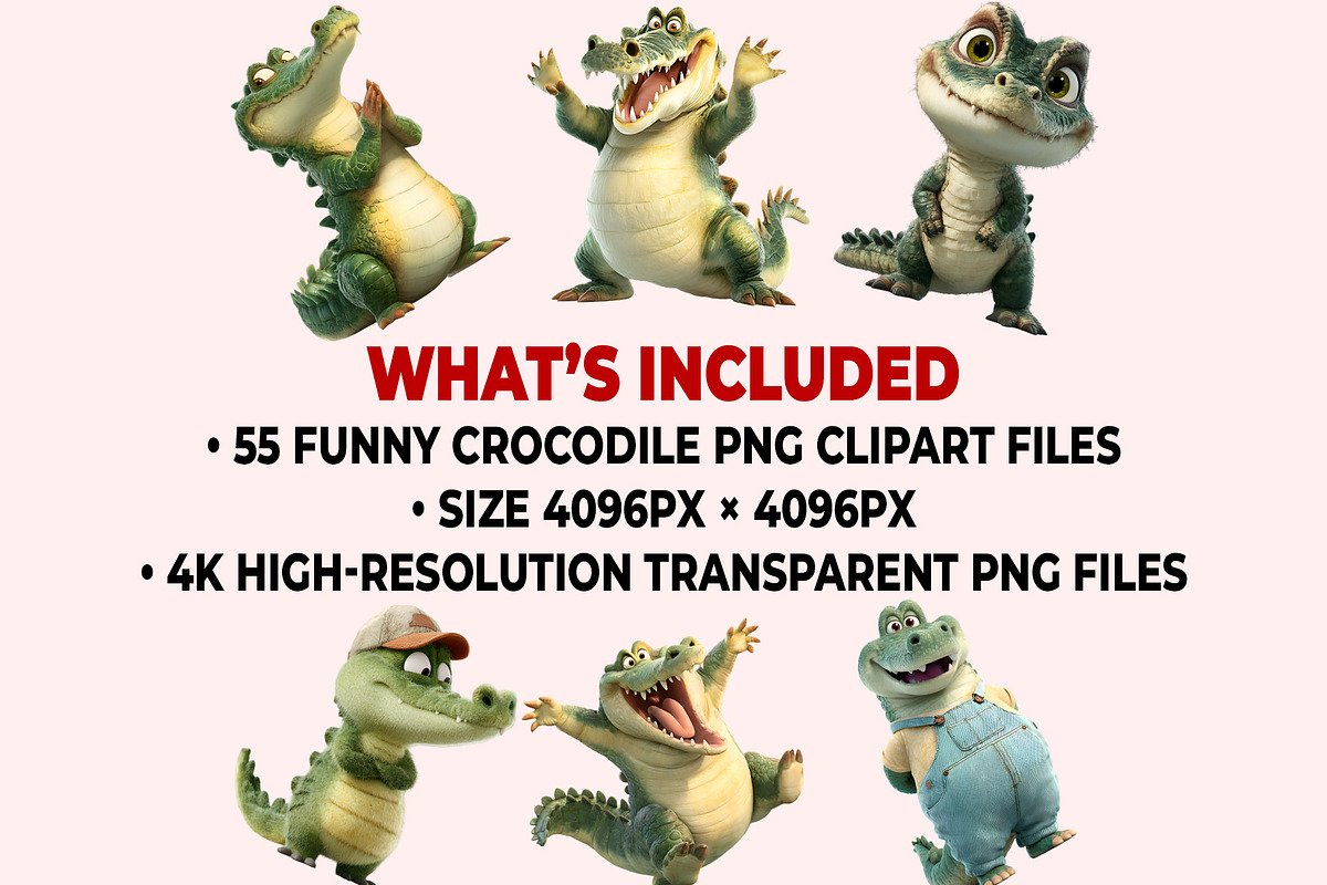 Funny Crocodile Clipart PNG Bundle, a Graphic by M9 Design (Photo 9 of 9)