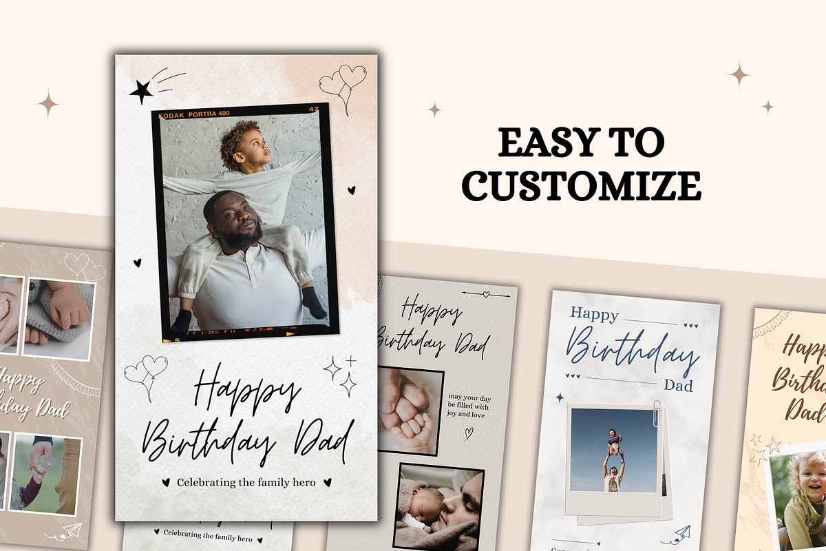 5 Happy Birthday Dad Photo Collage, a Templates & Theme by TemplateCastleStore (Photo 8 of 9)