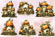 Watercolor Pumpkin Houses Clipart, an Illustration by SVGArt (Thumbnail 5 of 9)
