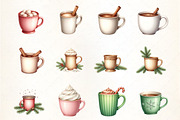 Christmas Hot Cocoa Mug Set Clipart, an Illustration by CrexoraLab (Thumbnail 2 of 5)