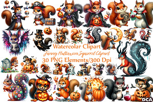 Funny Halloween Squirrel Clipart, an Illustration by DreamCafeArt