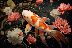 Tranquil Pond goldfish lotus, a Nature Photo by Ylivdesign