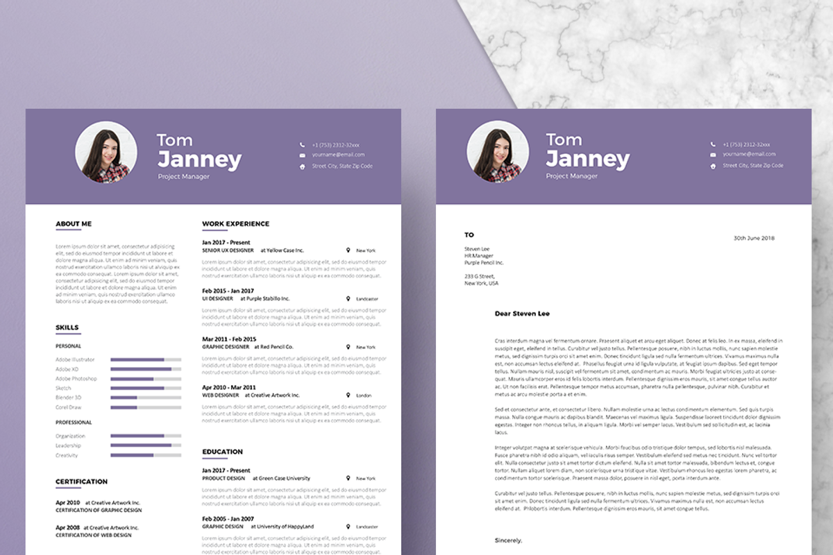 Modern Resume & CoverLetter Template, a Resume Template by Hito Graphic (Photo 3 of 8)