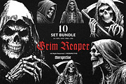 10 Bundle Dark Art Grim Reaper Skull, an Illustration by Morspective (Thumbnail 1 of 7)