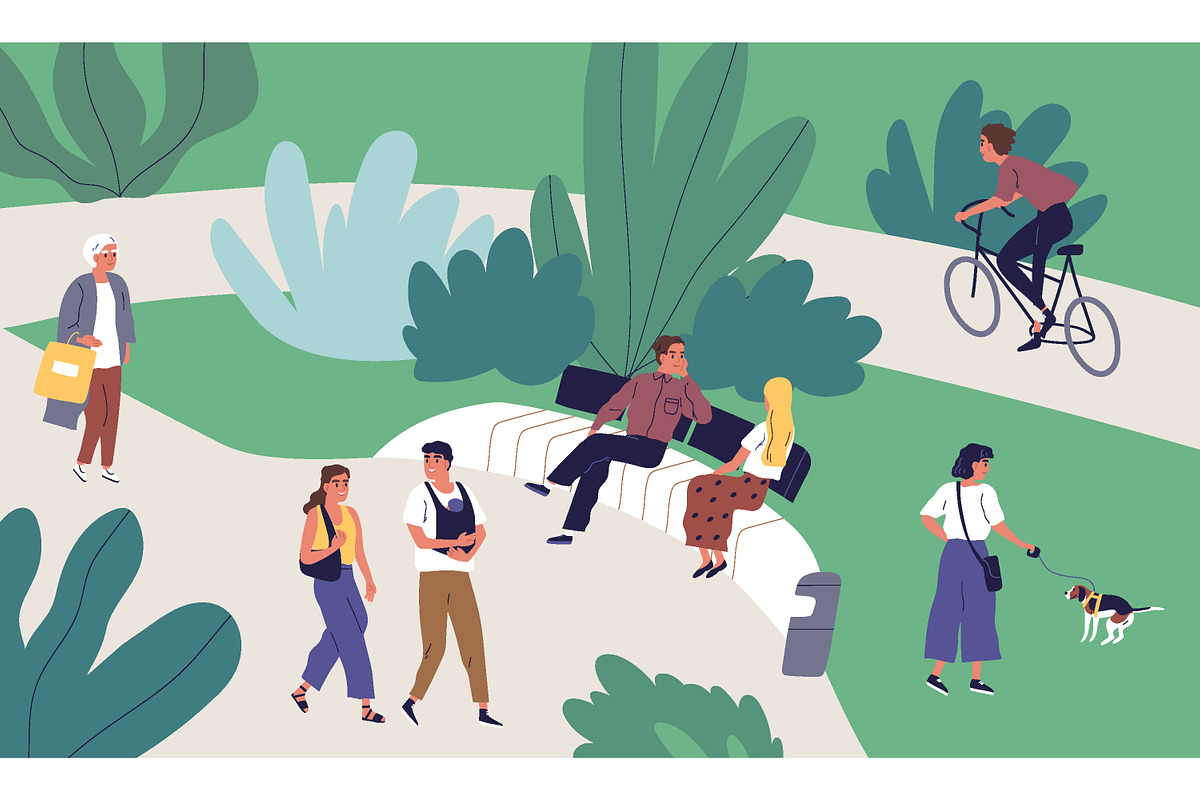 People walking in city park, a Person Illustration by Good Studio (Photo 1 of 3)