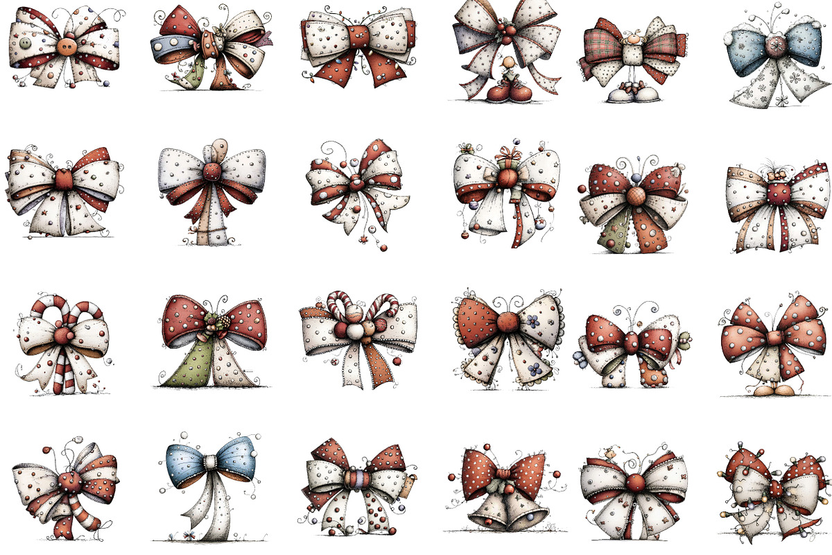 Whimsical Quirky Christmas Bows Clip, an Illustration by Designking (Photo 3 of 5)