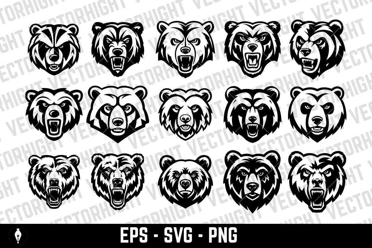Angry bear head. Grizzly Bear Mascot, an Animal Illustration by Vectorhight