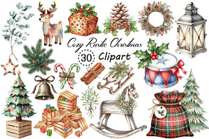 Cozy Rustic Christmas Clipart Bundle, an Illustration by Creative Art