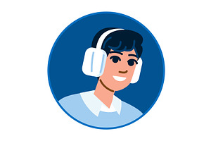 Young man listening to music with, a Person Illustration by pikepicture