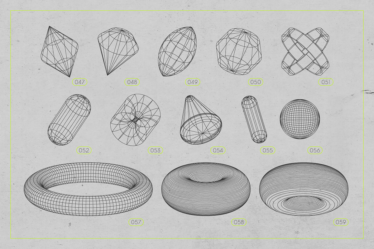 3D Wireframe Shapes | set 2, an Object Graphic by MaximGertsen (Photo 2 of 7)