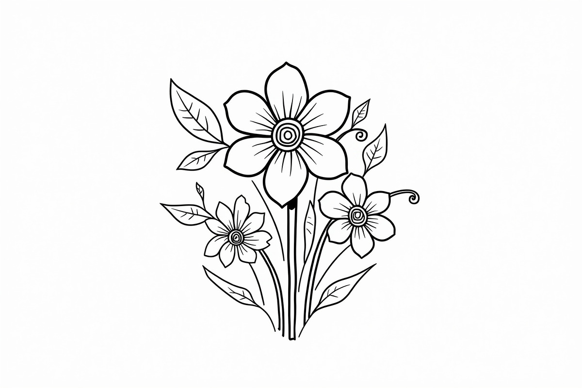 Flower Outline Art Printable Pack, an Illustration by BIPLOB EXPERT (Photo 7 of 9)