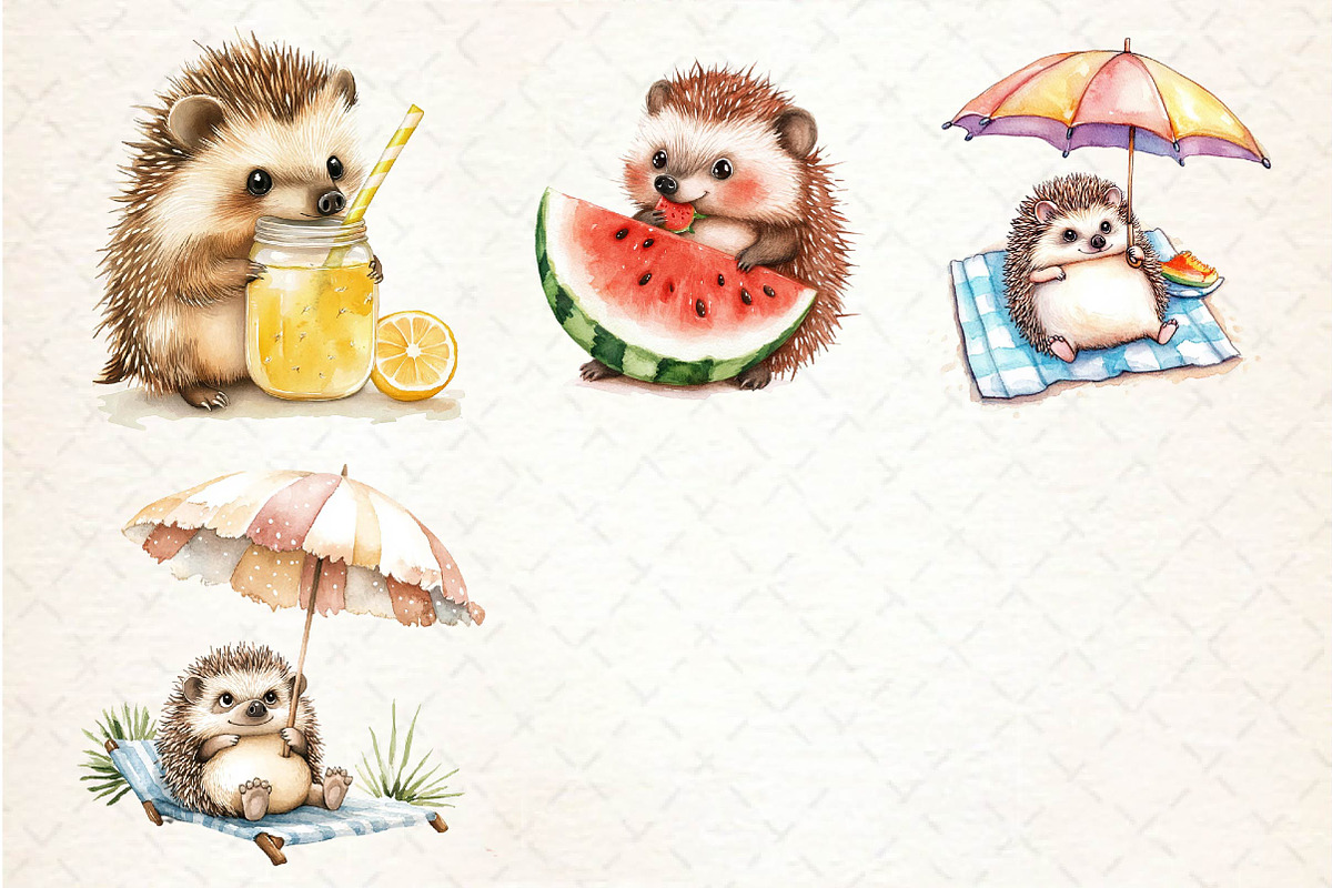 Summer Hedgehog Clipart, an Illustration by Dream Creation (Photo 4 of 6)
