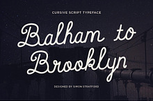 Script font Balham to Brooklyn