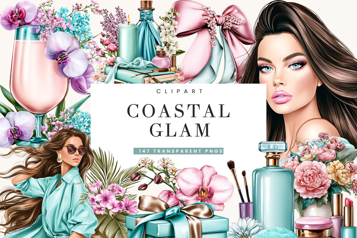 Coastal Glam Clipart Bundle, a Person Illustration by BusyDaydesign (Photo 1 of 9)