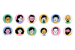Round portraits avatars. Color hand, a Person Illustration by YummyBuum