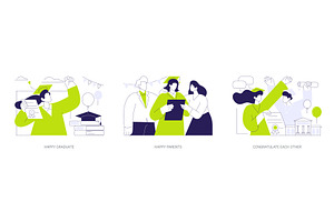 Happy graduates isolated cartoon, an Education Illustration by Visual Generation
