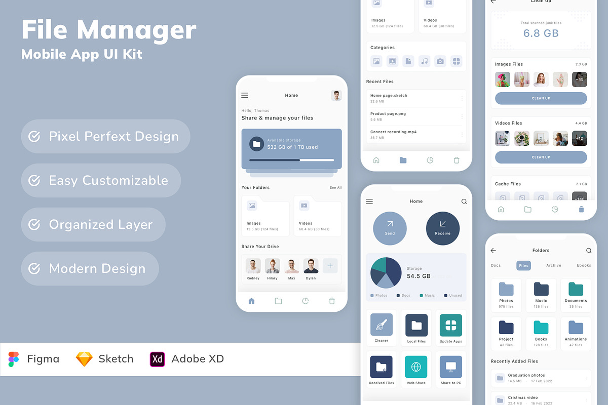 File Manager Mobile App UI Kit, an UI Kit Template by Betush