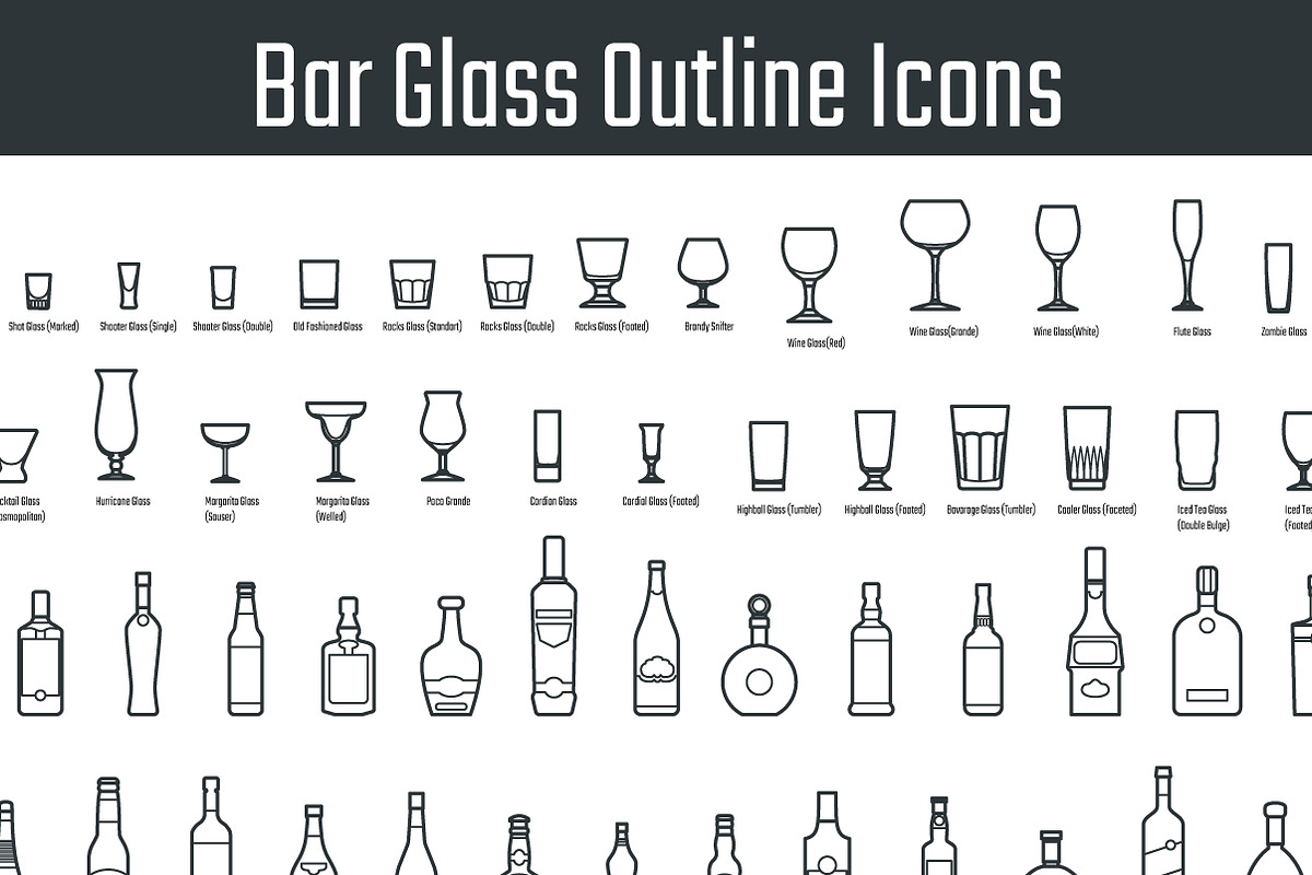 Bar Glass Icons, an Outline Icon by Katyr (Photo 1 of 4)
