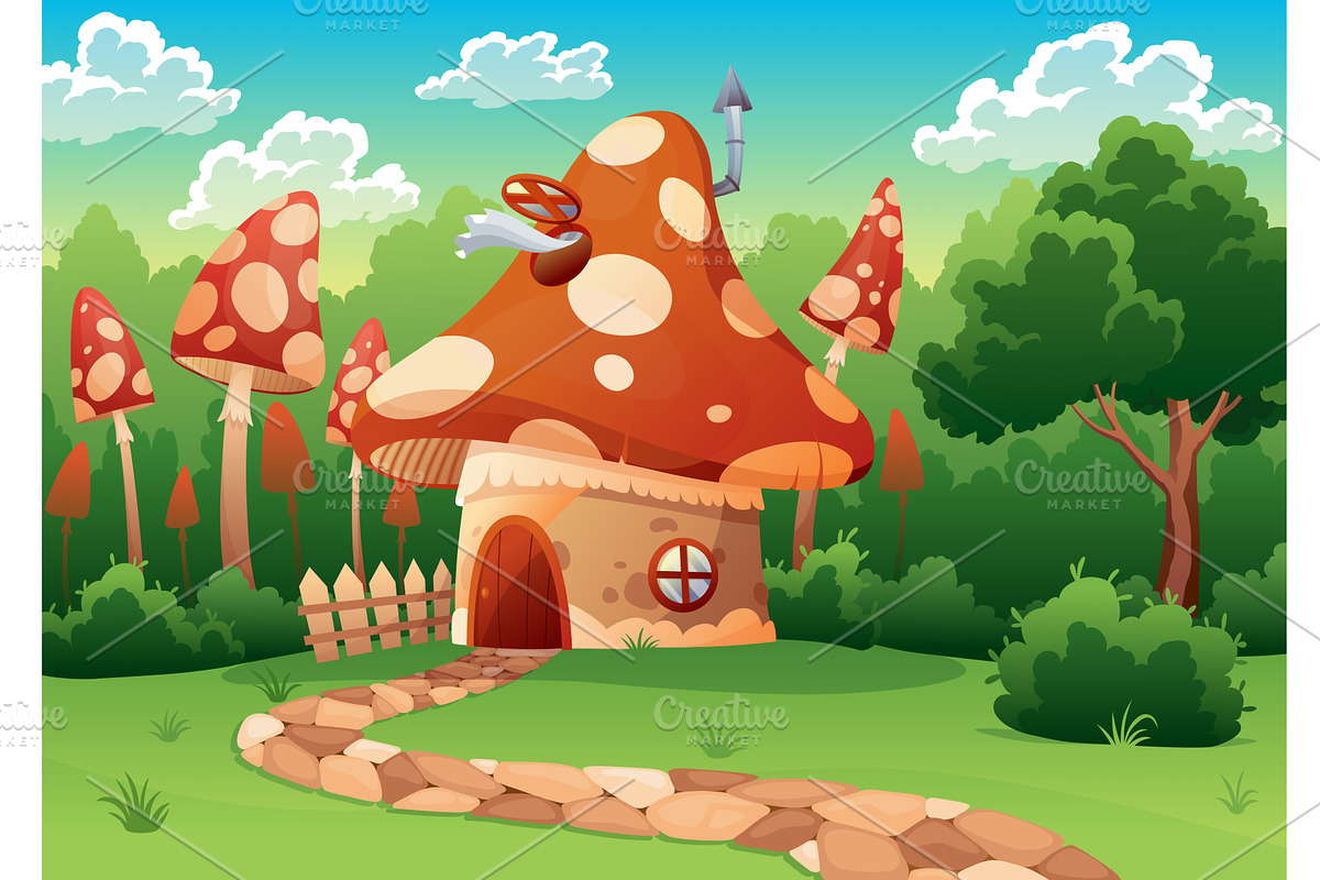 Fairytale house landscape. Cartoon, an Illustration by the8monkey