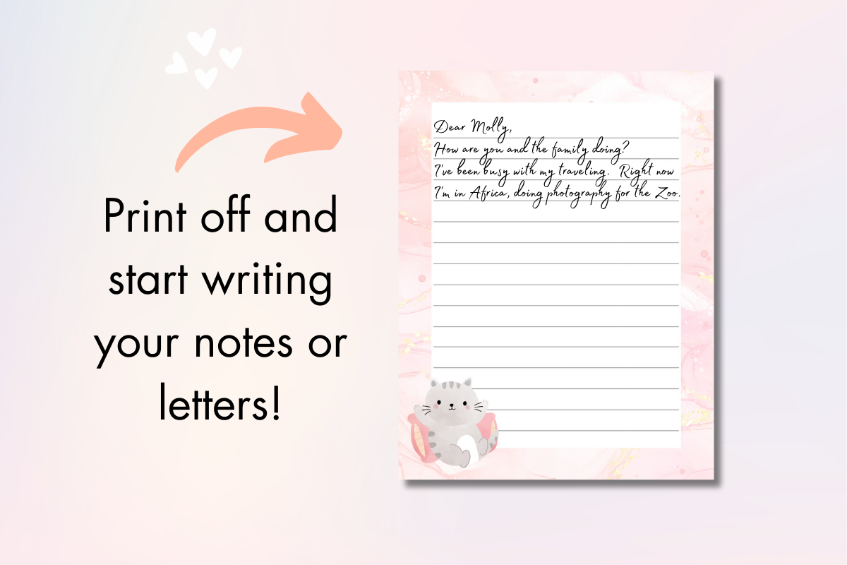 Cute Kittens Stationery Printable, a Stationery Template by Pixels N Bows (Photo 4 of 4)