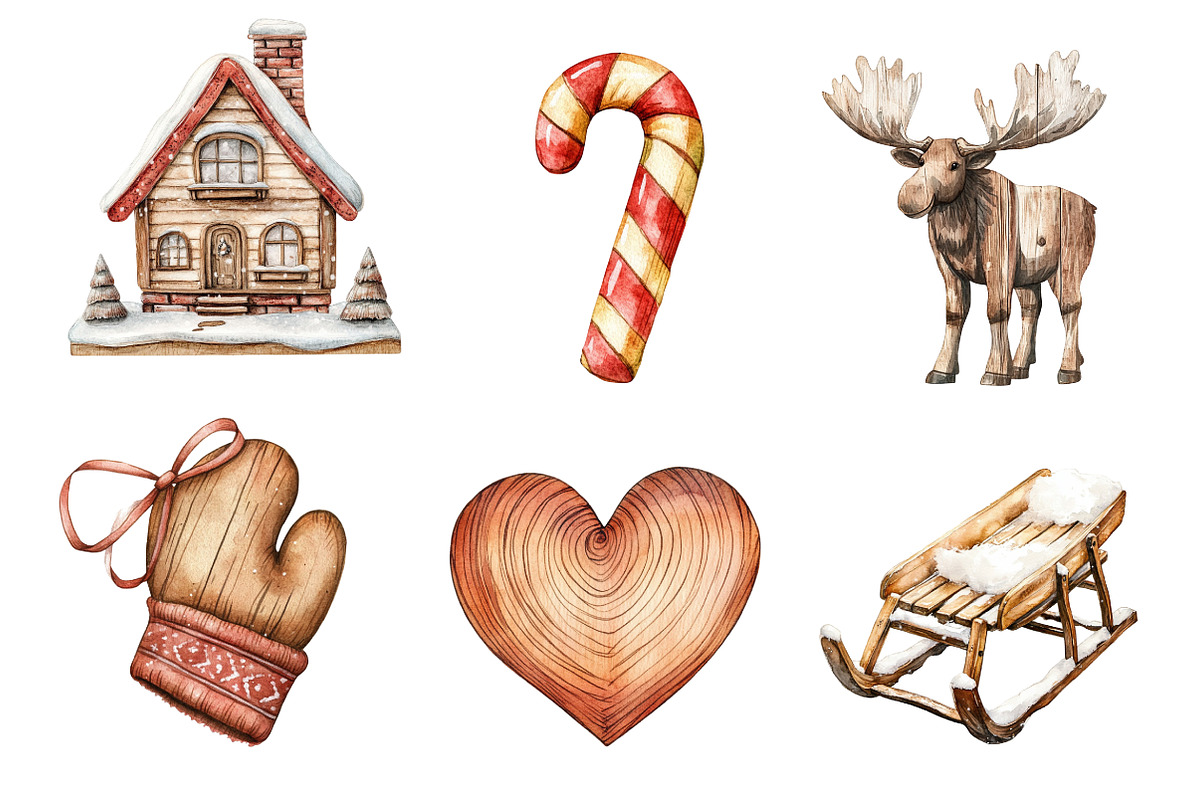 Rustic Wooden Christmas Clipart, an Illustration by Dream Creation (Photo 6 of 7)