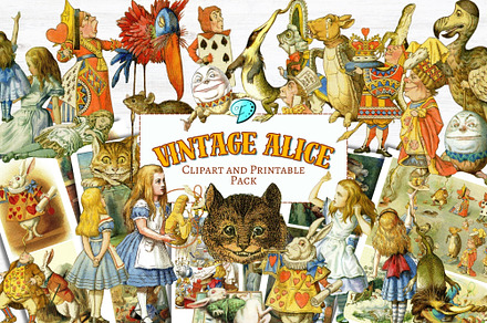 Vintage Alice Coloured Clipart