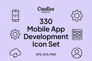 330 Mobile App Development Icons, an Outline Icon by adenpinkstore
