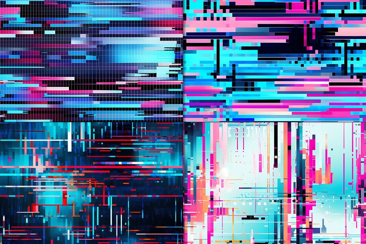 20 Seamless Digital Glitch Patterns, a Pattern Graphic by Nordic Design (Photo 6 of 9)